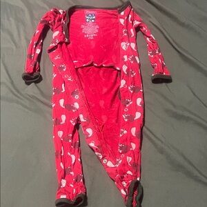 Kickee Pants Red Heart Print Footie